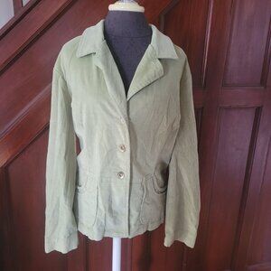 Cjbanks Women's Corduroy Jacket 2X Light Green Button-Up